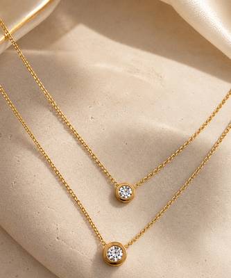Gold double chain ball pendant necklace 4