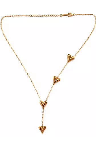 Gold plated multi heart necklace