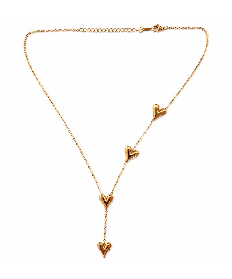 Gold plated multi heart necklace