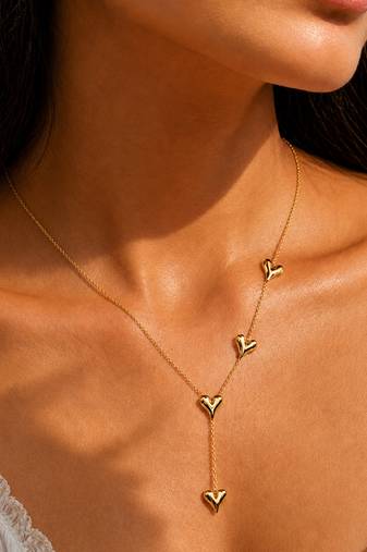 Gold plated multi heart necklace