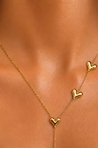 Gold plated multi heart necklace