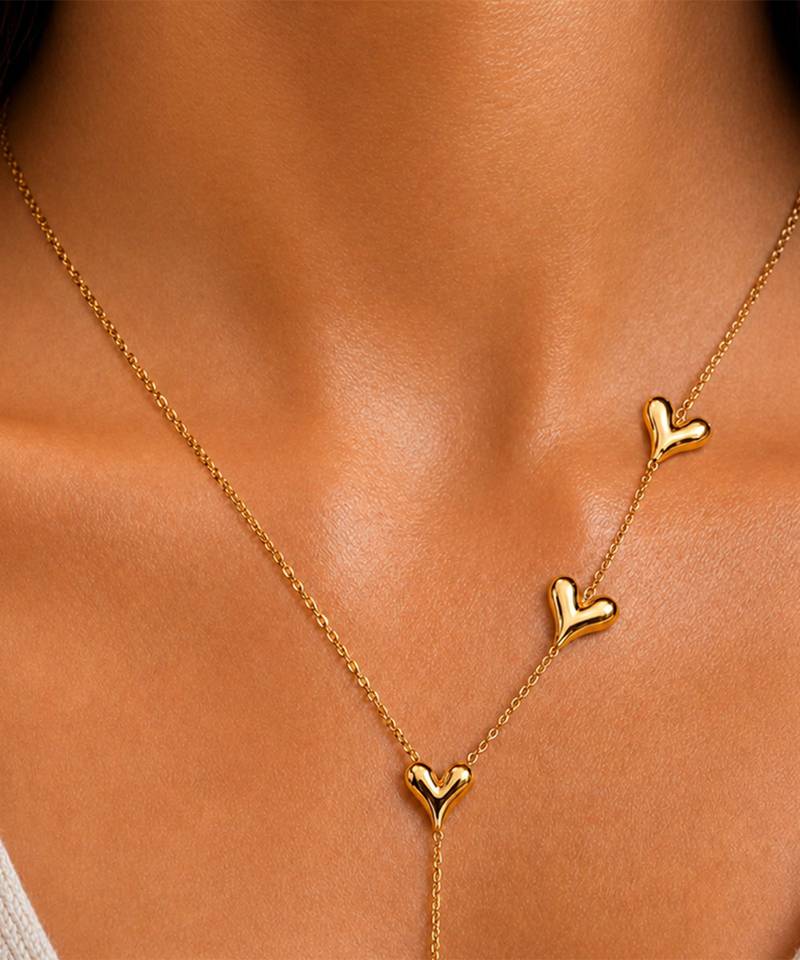 Gold plated multi heart necklace
