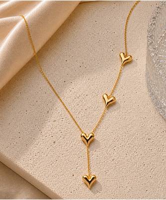 Gold plated multi heart necklace 4