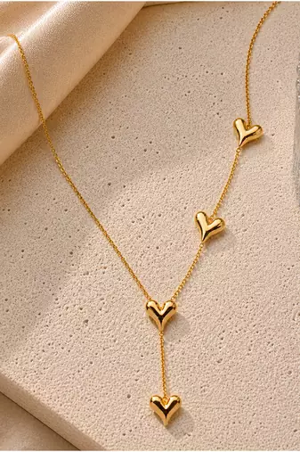Gold plated multi heart necklace
