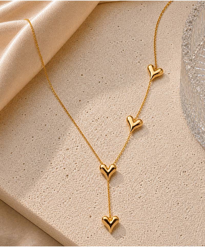 Gold plated multi heart necklace