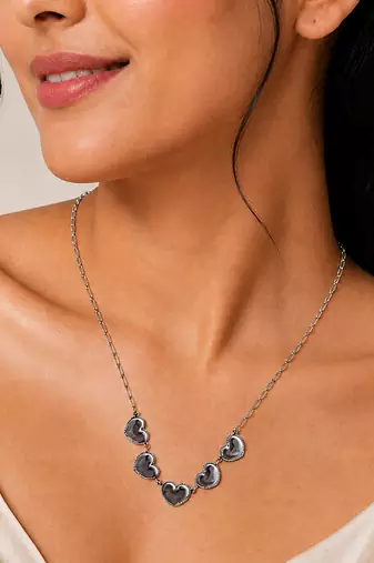 Silver plated heart charm necklace