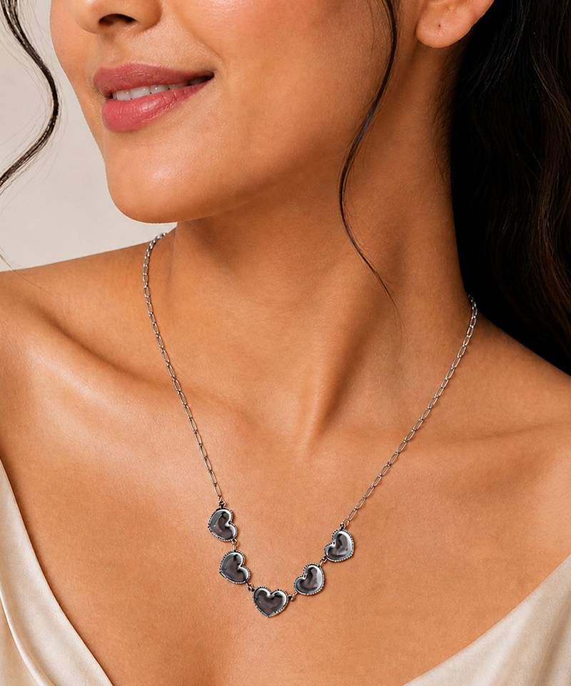 Silver plated heart charm necklace