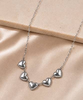 Silver plated heart charm necklace 4