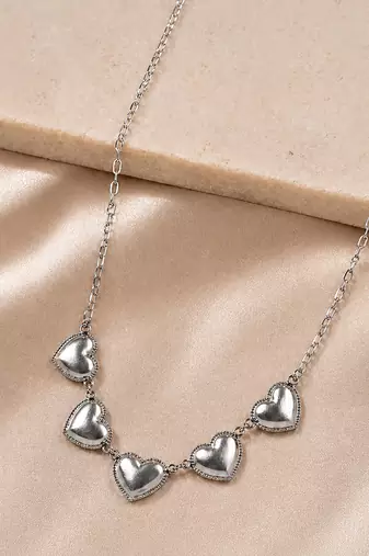 Silver plated heart charm necklace