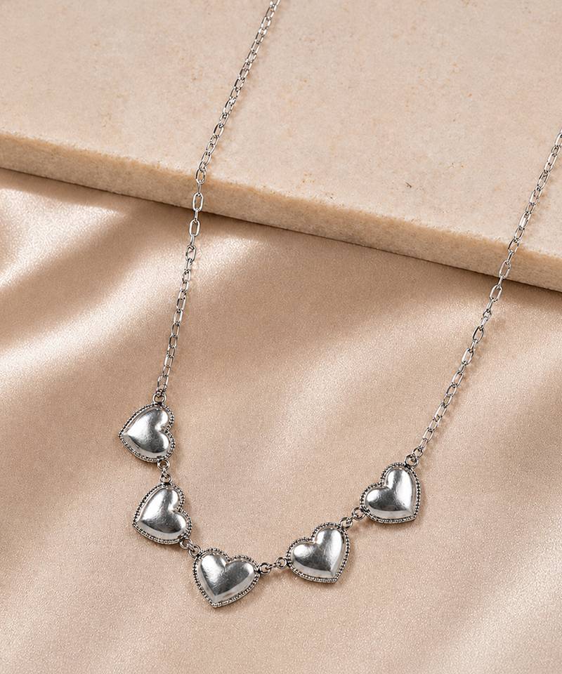 Silver plated heart charm necklace
