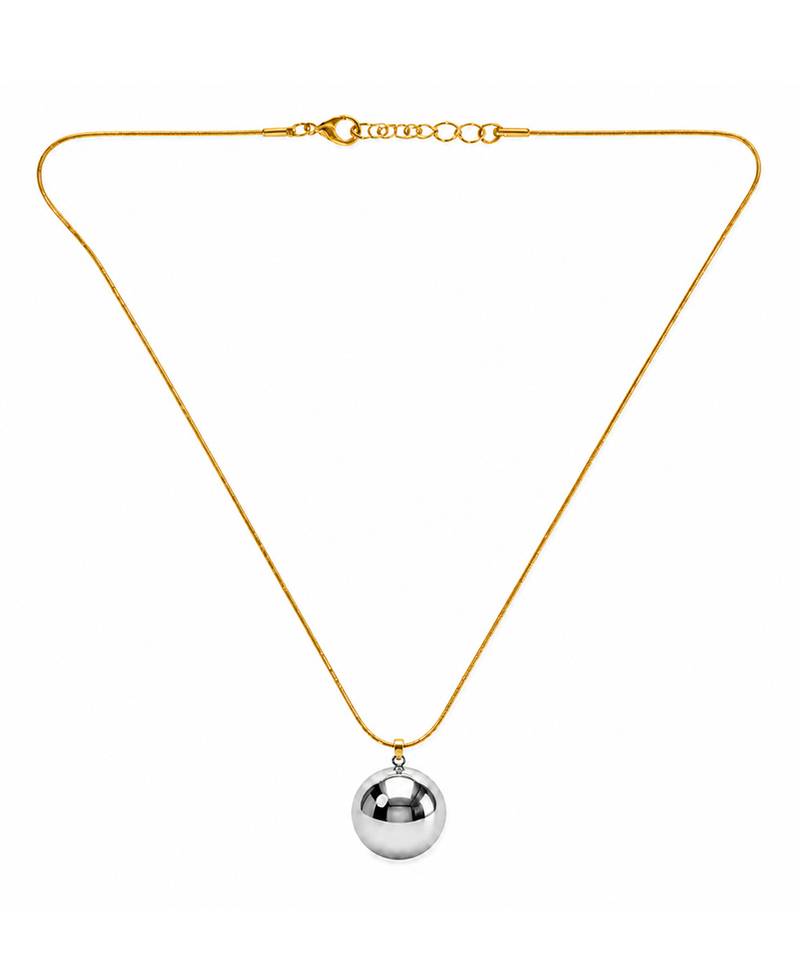 Gold plated mirror dome pendant necklace