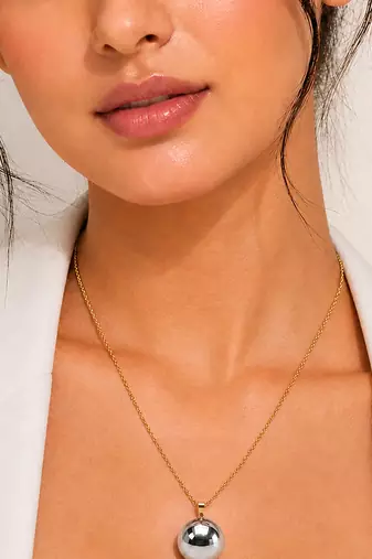 Gold plated mirror dome pendant necklace