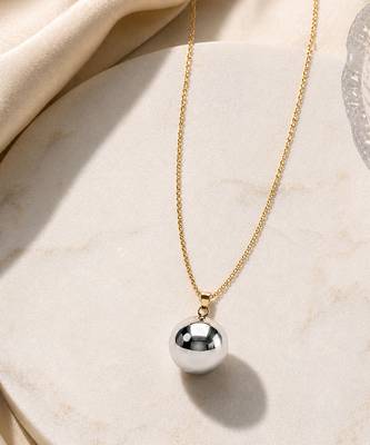 Gold plated mirror dome pendant necklace 4