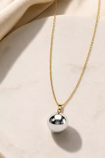Gold plated mirror dome pendant necklace