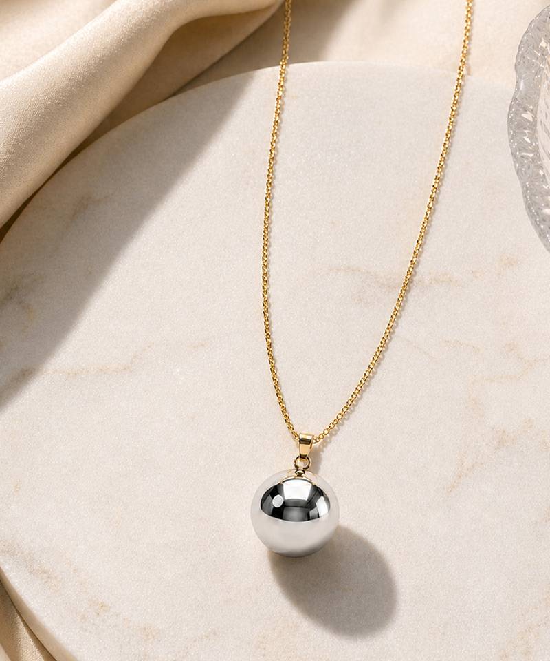 Gold plated mirror dome pendant necklace