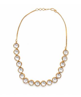 Gold crystal stones tennis necklace 2