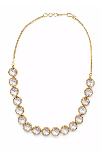 Gold crystal stones tennis necklace