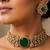 Emerald green stone kundan choker set