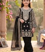 Elegant black georgette embroidered work girls' salwar suit set