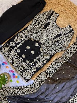 Elegant black georgette embroidered work girls' salwar suit set 3
