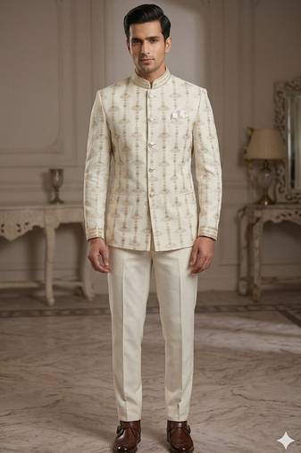 Off white embroidery jodhpuri for men | premium designer bandhgala ethnic wear