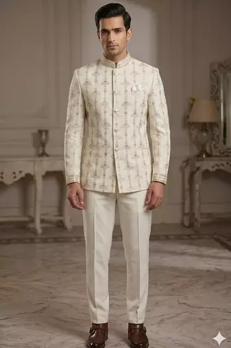Off white embroidery jodhpuri for men | premium designer bandhgala ethnic wear