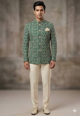 Green embroidery jodhpuri for men 1