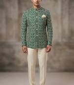 Green embroidery jodhpuri for men | premium designer bandhgala ethnic wear