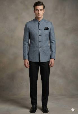 Steel grey texture jodhpuri for men | premium designer bandhgala ethnic wear 1