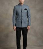 Steel grey texture jodhpuri for men | premium designer bandhgala ethnic wear