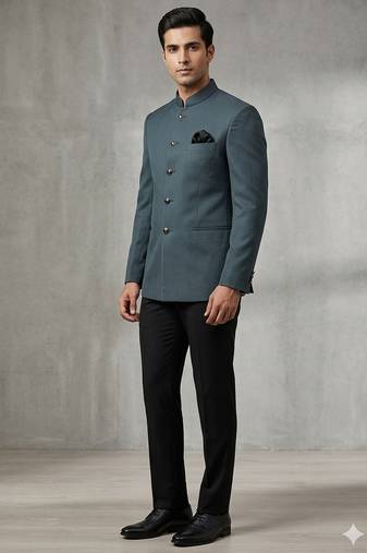 Grey soft knitted jodhpuri for men | premium designer bandhgala ethnic wear