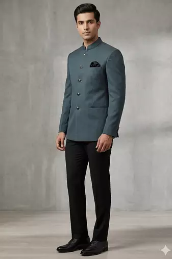 Grey soft knitted jodhpuri for men | premium designer bandhgala ethnic wear