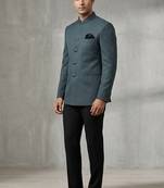 Grey soft knitted jodhpuri for men | premium designer bandhgala ethnic wear
