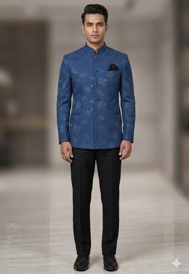 Blue color jodhpuri for men | premium designer bandhgala ethnic wear 1