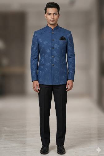 Blue color jodhpuri for men | premium designer bandhgala ethnic wear