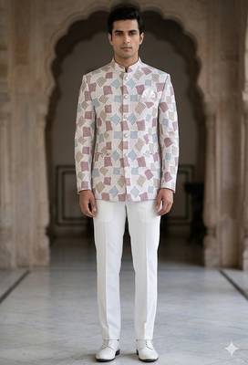 White floral jodhpuri for men 1