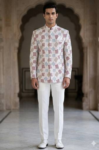 White floral jodhpuri for men | premium designer bandhgala ethnic wear