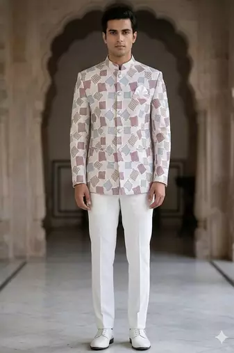 White floral jodhpuri for men | premium designer bandhgala ethnic wear