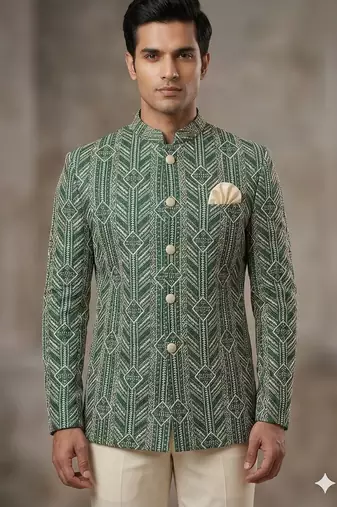 Green embroidery jodhpuri for men | premium designer bandhgala ethnic wear