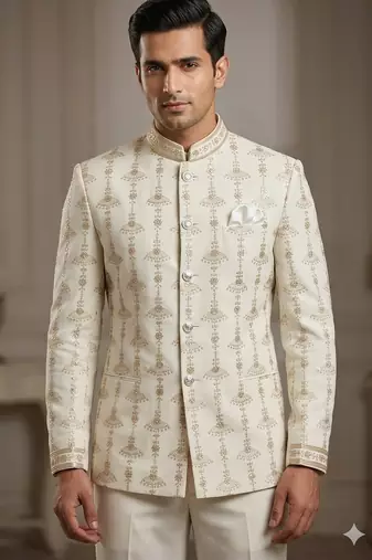 Off white embroidery jodhpuri for men | premium designer bandhgala ethnic wear