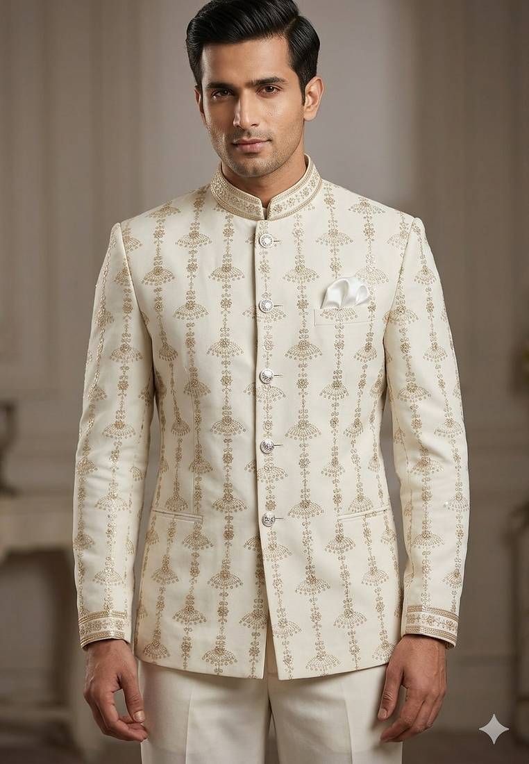 Off white embroidery jodhpuri for men | premium designer bandhgala ethnic wear