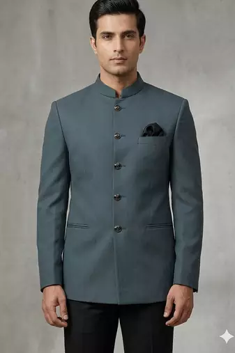 Grey soft knitted jodhpuri for men | premium designer bandhgala ethnic wear