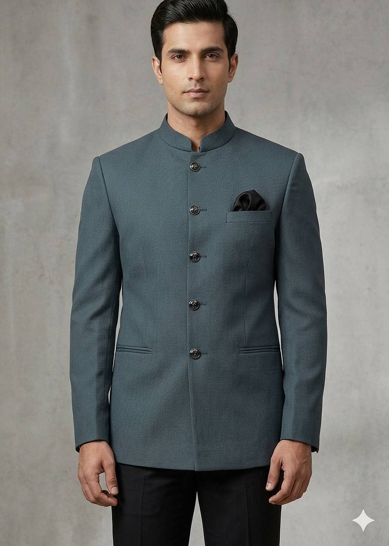 Grey soft knitted jodhpuri for men | premium designer bandhgala ethnic wear