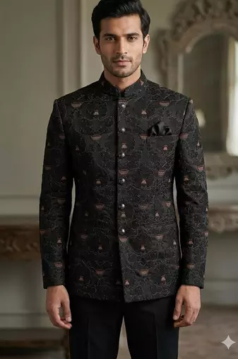 Black embroidery jodhpuri for men | premium designer bandhgala ethnic wear