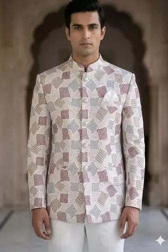 White floral jodhpuri for men | premium designer bandhgala ethnic wear