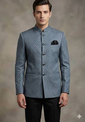 Steel grey texture jodhpuri for men | premium designer bandhgala ethnic wear 2