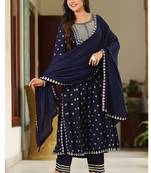Cotton Anarkali Kurta Set with Pant & Dupatta