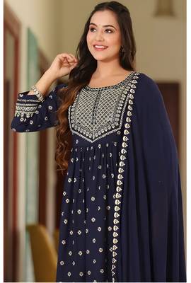 Cotton Anarkali Kurta Set with Pant & Dupatta 3