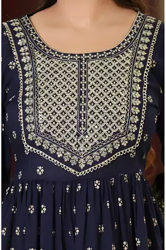 Cotton Anarkali Kurta Set with Pant & Dupatta