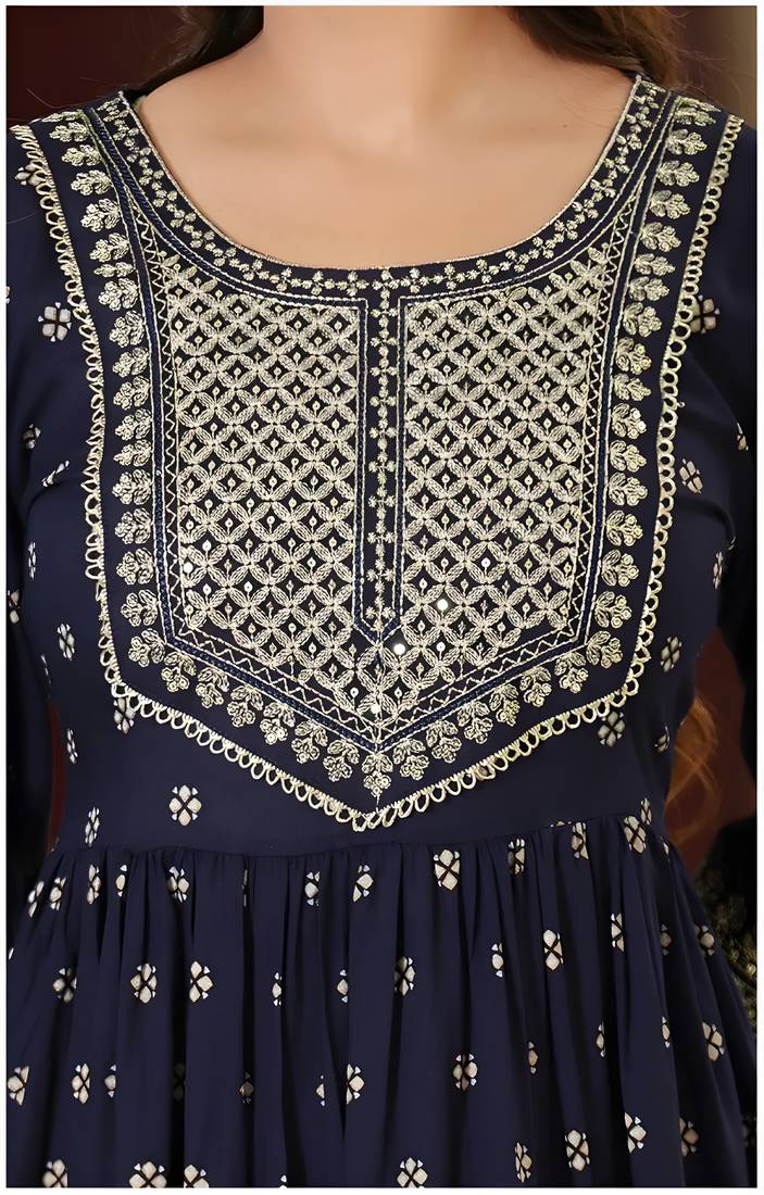 Cotton Anarkali Kurta Set with Pant & Dupatta